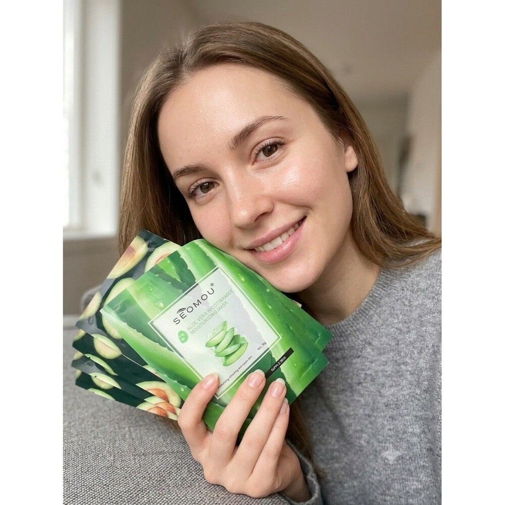 New Bundle of 8 SEOMOU Facial Sheet Masks - Aloe Vera & Avocado Skin Care